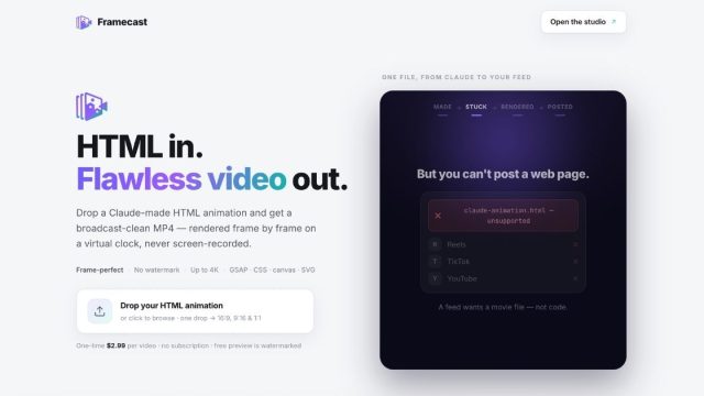Transform Your HTML Animations into Captivating Videos with Framecast